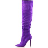 Purple Stiletto Heel Pointed Toe Over The Knee Slouch Boots for Women