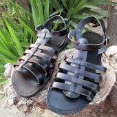 Gladiator Sandals, Men's Greek Leather Sandals, Classic Handmade Sandals, Multi Strap Sandals, All Black Leather Sandals