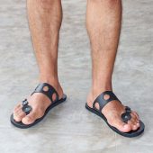 Men slides leather sandals, flat sandals for men, barefoot gay sandal - Galaxy M