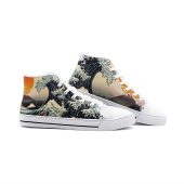 Great Wave Sneakers, Art Lover , Custom Cool Shoes, Unisex High Top Canvas Shoes