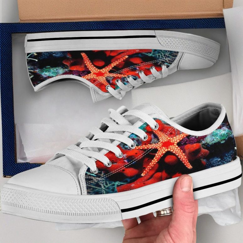 Starfish Shoes, Starfish Converse Style Shoes, Oceanographer Gift Idea, Women's Men's High Top Sneakers