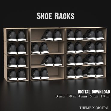 Modular Shoe Rack Laser Cutting Files - Shoe Storage and Organization Solutions For Wall or Floor - Shoe Display Svg Laser Files #144