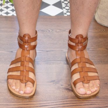 Tan men's roman leather sandals Handmade in Italy | Gianluca - L'artigiano del cuoio