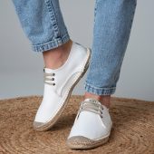 Lace-up men espadrilles handmade in Spain. Canvas from RECYCLED PLASTICS. Vegan - sustainable - natural