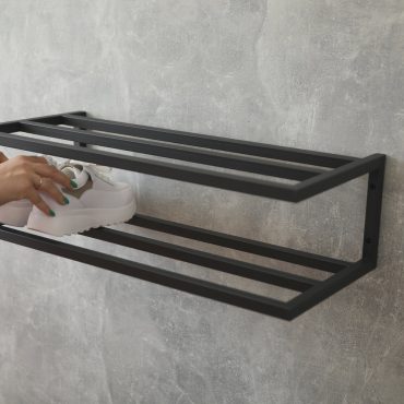 2 Tier shoe rack Industrial metal shoe shelf for hallway decor Wall mount shoe rack hallway rustic shoe Reclaimed custom shoe rack 2 tier