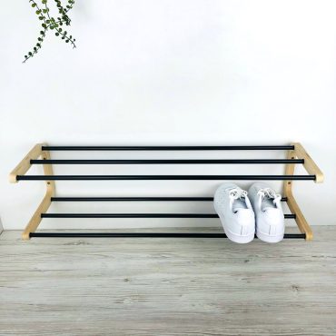 Wooden Wall Mount Shoe Rack for Small Entryway | Simple 2 Tier Shoe Shelf for Closet