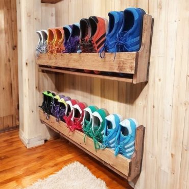 Shoe rack wall mounted reclaimed wood trainers organizer slipper holder  shoes display hallway furniture small space solution