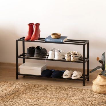 3 Tier Metal Shoe Rack, Hallway Organiser, Shoe Storage