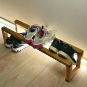 Custom Oak Shoe Rack, Solid Wood Shoe Shelf, Natural Finish, Handmade Shoe Organizer, Rustic Oak Shoe Storage, Durable Wooden Shoe Rack