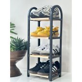 Entryway Shoe Rack Mini Wooden 4-Tier 4 Pair Capacity Shoe Organiser, Bathroom Storage, Easy Assamble Organiser for Hallway Bathroom