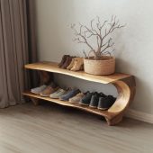 Solid wood entryway bench shoe rack bench, Narrow shoe bench home decor, Modern entryway bench livingroom furniture