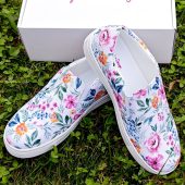 Watercolor Flower Print Women’s slip-on canvas shoes, Flower Canvas Slip-On Shoes, Women's Slip-On Shoes, Women's Canvas Shoes, Canvas Shoes