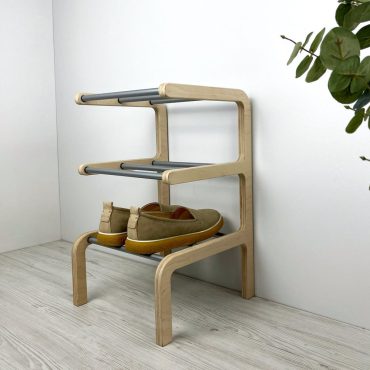 3 Tier Shoe Shelf Rack for Small Spaces | Narrow Vertical Shoe Stand | Wooden Shoes Organizer for Entryway