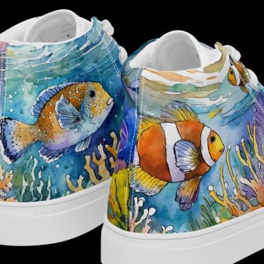 Women's Ocean Watercolor High Tops | Women’s canvas shoes