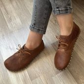 Womens Grounding Shoes, Leather Sole, Barefoot Shoes Women, New Crazy Brown, Grouning Shoes Copper