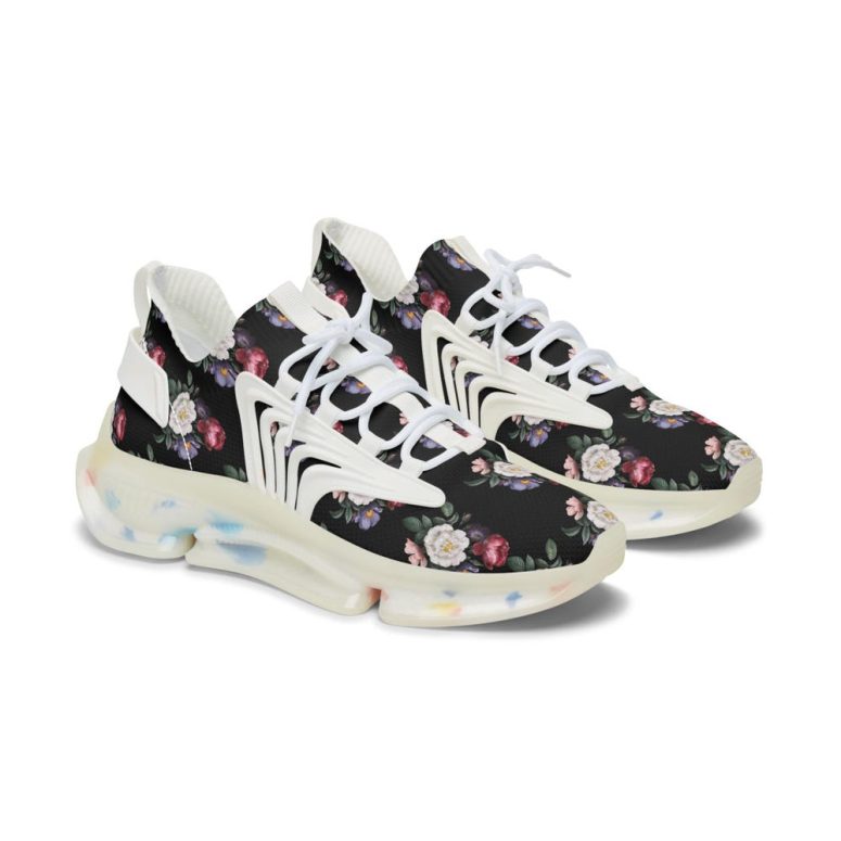 Spring Floral Mesh Sneakers, Flower Shoes, Women's Footwear, White Sole Sneakers, Spring Sneakers, Women's Athletic Shoes