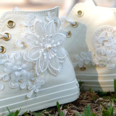Bridal Converse, Wedding Converse, High Converse, Custom Converse, Lace Converse, Bride Converse, Personalized Bride Converse LL