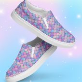 Mermaid Womens slip-on canvas shoes - Beach Theme Shoe - Ocean Theme Sneakers - Nautical Shoe - Mermaid Scale Sneaker - Rainbow Colored Shoe