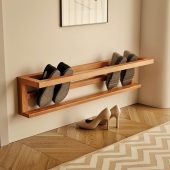 Wall-Mounted Shoe Rack – Wooden Shoe Rack, Minimalist Shoe Rack for Space-Saving Shoe Storage, Modern Shoe Rack for Entryway