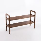 Wooden Walnut Shoe Rack, 2- Tier Shoe Organizer for Entryway Closet Bedroom, Home Storage, Durable Eco-Friendly Rustic Shoe Shelf