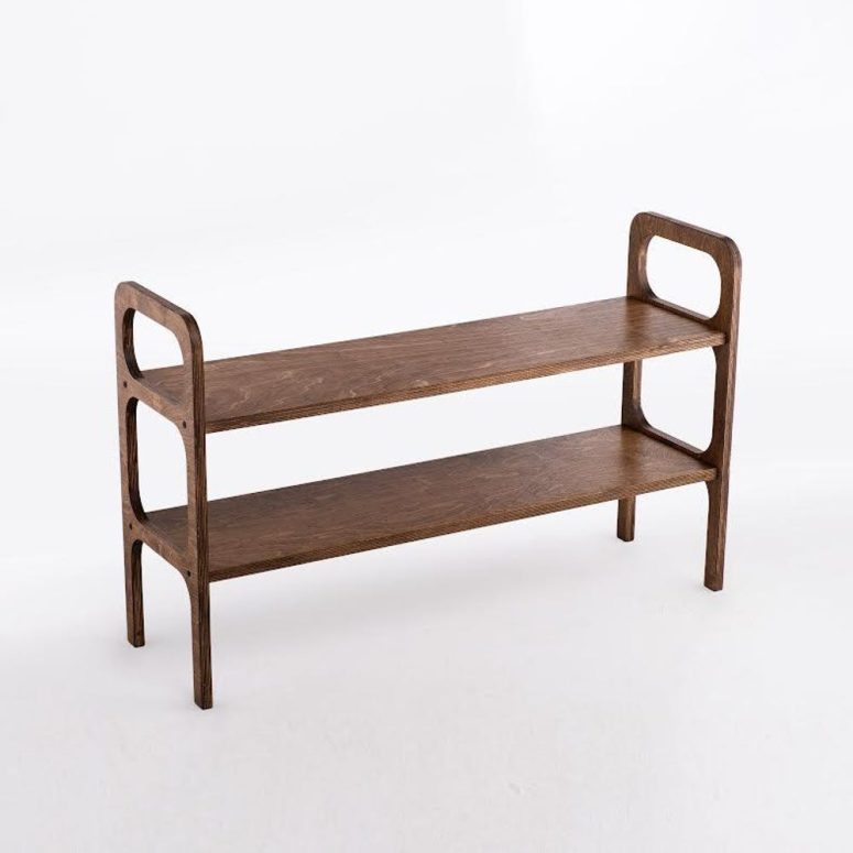 Wooden Walnut Shoe Rack, 2- Tier Shoe Organizer for Entryway Closet Bedroom, Home Storage, Durable Eco-Friendly Rustic Shoe Shelf