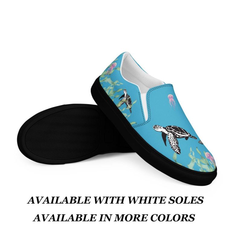 Womens Sea Turtle Jellyfish Slip On Sneaker street style Shoes Women Marine Biology Gifts  Athleisure loafer Travel Walking Boat Deck Shoes