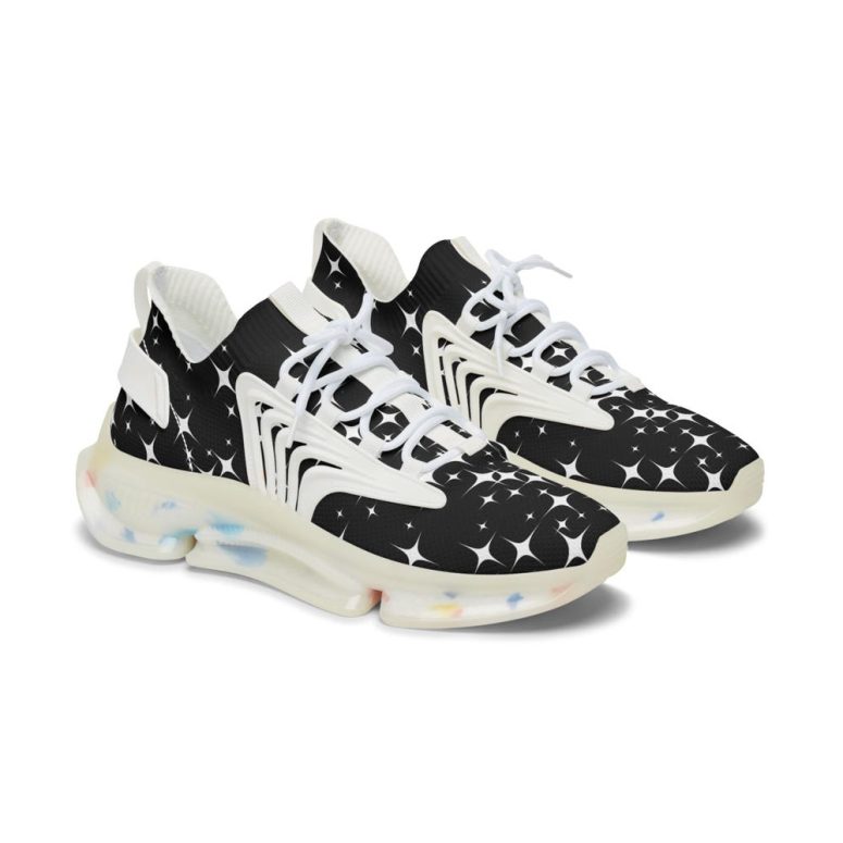 Black Sparkling Women's Mesh Sneakers Trendy Athletic Shoes, Fashionable Footwear, Lightweight Running Shoes, Ideal for Casual Outfits