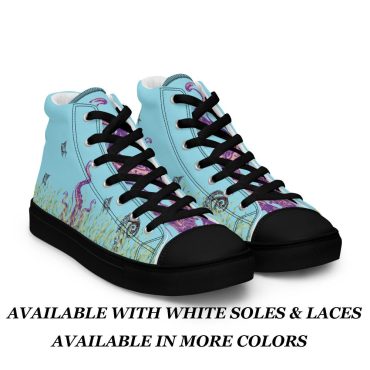 Womens high top sneaker womens octopus seahorse shoe athleisure sneaker ocean print shoe teen girl high top street style ocean sneaker gift