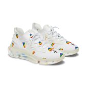 Colorful Pride Women's Mesh Sneakers - Rainbow Heart Athletic Shoes, Fitness Footwear, Casual Sneakers, LGBTQ+ Style