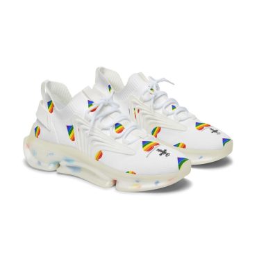 Colorful Pride Women's Mesh Sneakers - Rainbow Heart Athletic Shoes, Fitness Footwear, Casual Sneakers, LGBTQ+ Style