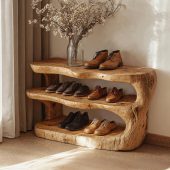Rustic Shoe rack Mid century entryway Shoe storage solid wood shoe rack narrow shoe storage wooden shoe cabinet entryway handmade furniture