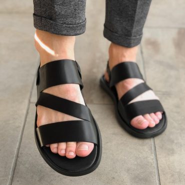 Minimalist men's sandals | Black leather sandals | Summer Vacation Men's shoes | Handmade Men's Sandals | Black Leather Men Slides