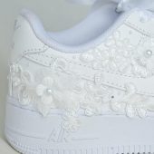 Bridal Air Force 1 Bright White Luxury Embroidered Sneakers • Bridal Shoes • Wedding Nike • AF1 Wedding Shoes • Quinceañera Shoes • REN_06