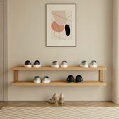 Double-Tier Wall Shoe Rack | Space-Saving Floating Shoe Shelf | Modern Entryway & Closet Organizer | Stylish Wall-Mounted Storage