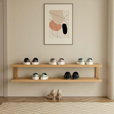 Double-Tier Wall Shoe Rack | Space-Saving Floating Shoe Shelf | Modern Entryway & Closet Organizer | Stylish Wall-Mounted Storage