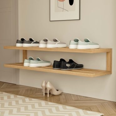 Wall-Mounted 2-Tier Shoe Rack | Floating Shoe Shelf | Space-Saving Entryway & Closet Organizer | Modern Storage Solution