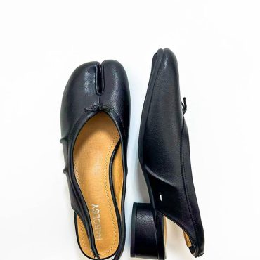 Modern Tabi Sandal Pumps | Black Split Toe Wrinkles Heels | Summer Spring Tabi Mary Jane Pumps | Vintage Fashion Summer Shoes