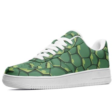 Green Turtle Shell Pattern Sneakers - Unique Animal Print Shoes - Fun Nature-Inspired Footwear - Cool Casual Sneakers for Turtle Lovers