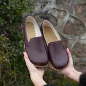 Burgundy Womens Grounding Shoes, Handmade Leather Barefoot Shoes, Zero-Drop, Wide Toe Box, Minimalist Loafers, Genuin Leather Shoes