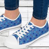 Women's Low Top Sneakers, Starfish, Casual Lace-Up, Walking, Everyday Wear, Breathable Canvas, Low Top Shoes, Fun, Unique, Stylish, Cute