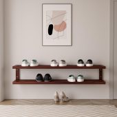 Handmade Wooden 2-Tier Shoe Rack – Rustic Entryway Organizer, Natural Wood Shoe Storage, Minimalist Shelf for Home & Hallway