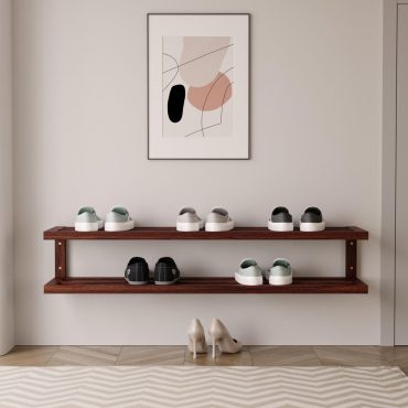 Handmade Wooden 2-Tier Shoe Rack – Rustic Entryway Organizer, Natural Wood Shoe Storage, Minimalist Shelf for Home & Hallway