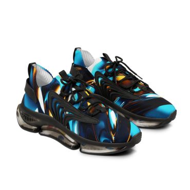 Mirror Shine Men's Mesh Sneakers 100% Polyester, Abstract Running Shoes, Lightweight & Breathable Athletic Footwear, Modern Art Streetwear