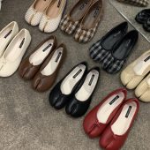 Women Eco Friendly Split Toe Tabi Ballet Flats | Vintage Foldable Tabis Ballet Flats | Retro Brown White Black Tabi Flats