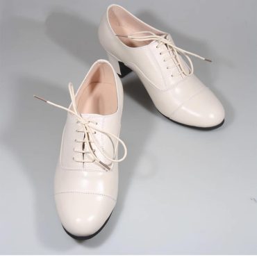 Customizable & Handmade Retro Leather Tie Shoes, Swing Dance Shoes,Bullock Women's Shoes Mid-heel Shoes