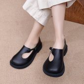 Handmade Women Black Leather Shoes,Wide toe Shoes, Flat Shoes, Retro Leather Shoes,Girls' Shoes,Comfortable Shoes