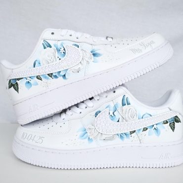 Custom AF1 Wedding Sneakers For Bride • Pearl And Handpainted Flowers  • Unique Mom Of The Bride Shoes • Personalized Birthday Gift • NK_29