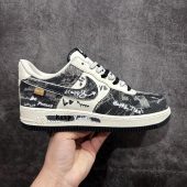 Customized AF1 sneakers, customized Air Force 1 shoes, handmade, graffiti art, denim, patchwork