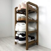Wood Corner Shoe Rack for Small Spaces | Narrow Vertical Shoe Organizer for Entryway | Modern Shoe Storage Furniture