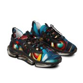 Abstraction Men's Mesh Sneakers 100% Polyester, Abstract Running Shoes, Lightweight & Breathable Athletic Footwear, Modern Art Streetwear